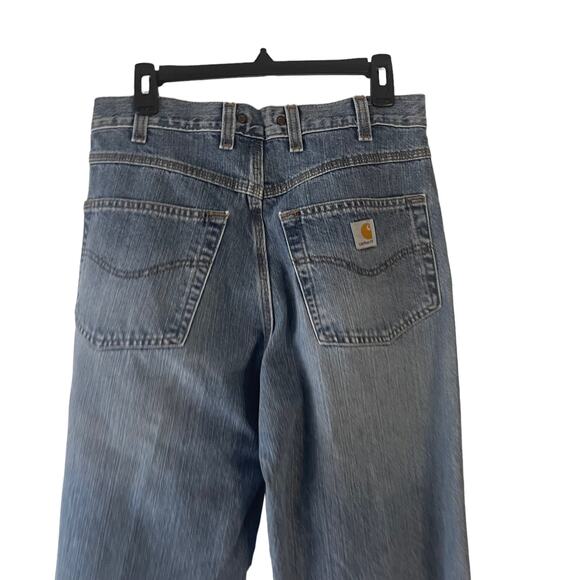 Carhartt Men's Size 32 X 36 Medium Wash Loose Fit Workwear Carpenter Jeans - Picture 6 of 10